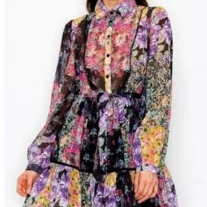Zara - Belted Floral Skater Dress